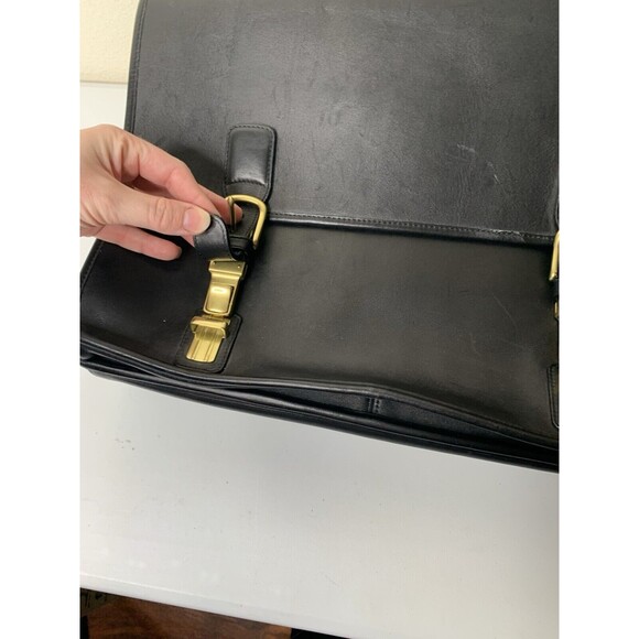 Coach Black Leather Shoulder Strap Double Closure Briefcase Bag F2S-5310 - Picture 7 of 13